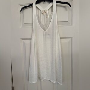 White Lace Trim Racerback Top